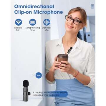 NICHOM Wireless Lavalier Microphone for iPhone/iPad Mini Clip-on Microphone Wireless for iPhone Vide...