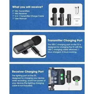 NICHOM Wireless Lavalier Microphone for iPhone/iPad Mini Clip-on Microphone Wireless for iPhone Video Recording Denoise Omni Lav Lapel Mic for Interview/Youtube/Vlog/Live Stream/Tiktok/Content Creator