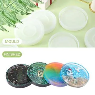DIY Round Coaster Mold Big Silicone Coaster Mold Epoxy Resin Coaster Molds Silicone Resin Casting Molds for Casting with Resin, Cement, 3.93 inches/ 10 cm in Diameter
