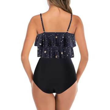 Womens High Waisted Bathing Suits Flounce Halter Tank Top Bikini Bottoms Tummy Control Modest Swimwe...