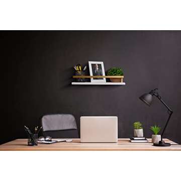 Peter's Goods Modern Floating Shelves with Rail, Modern Brass Finish, Set of 2 Shelves - Wall Mounted Bathroom Wall Shelves with Towel Bar - Also Perfect for Bedroom Decor and Kitchen Storage