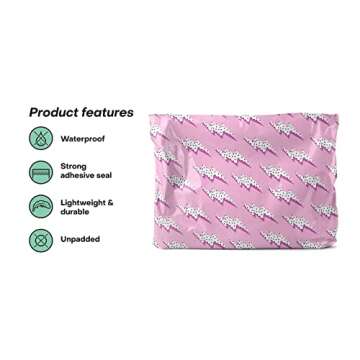 Shipping Bags Poly Mailers 14x19 – 100 Waterproof, Tear-Resistant Poly Bags for Shipping – Cute Packaging for Small Business – Lightweight Shipping Envelopes by Package Mint [Lightning Bolt]