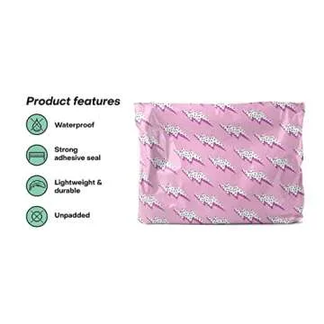 Shipping Bags Poly Mailers 14x19 – 100 Waterproof, Tear-Resistant Poly Bags for Shipping – Cute Packaging for Small Business – Lightweight Shipping Envelopes by Package Mint [Lightning Bolt]