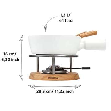 Boska Fondue Set Bianco - for 875 Grams of Melted Cheese - 1,3 L