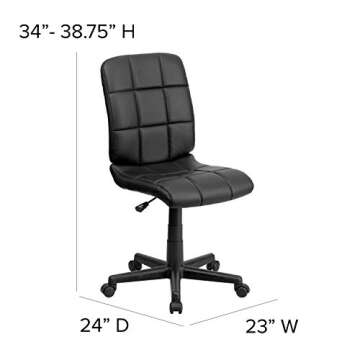 Flash Furniture Clayton Mid-Back Tufted Vinyl Upholstered Swivel Desk Chair with Padded Seat, Modern Adjustable Height Padded Office Chair, Black