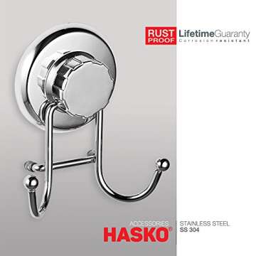HASKO accessories - Powerful Vacuum Suction Cup Hooks Holder for Towel, Robe and Loofah - Stainless ...
