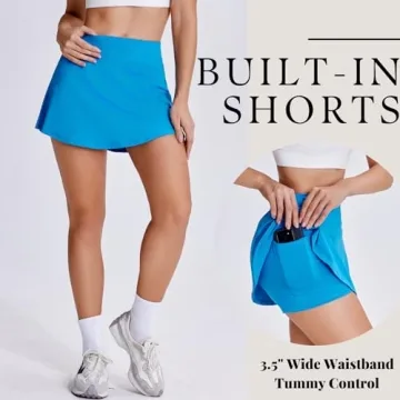 Stylish PINSPARK Skort for Women with Built-in Shorts and Pocket