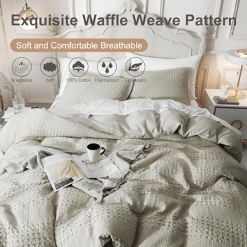 Ivellow King Duvet Cover Waffle Weave - Cotton Soft & Cozy