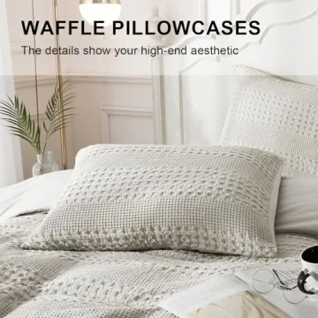 Ivellow King Duvet Cover Waffle Weave - Cotton Soft & Cozy