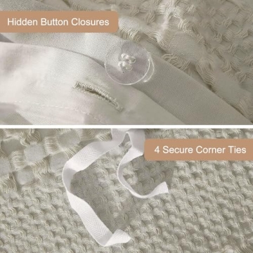 Ivellow King Duvet Cover Waffle Weave - Cotton Soft & Cozy