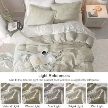 Ivellow King Duvet Cover Waffle Weave - Cotton Soft & Cozy