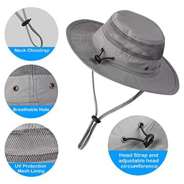 Baby Sun Hat Beach Breathable UPF 50+ UV Protection Kids Boys Girls Outdoor Summer Play Cap (Beige, S-(6-24 Months))