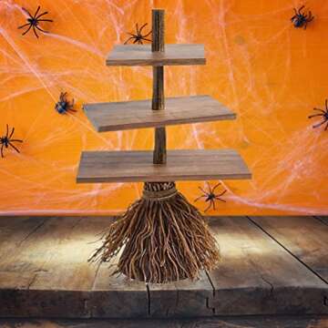Mrisata Halloween Broom Snack Stand for Fun Parties