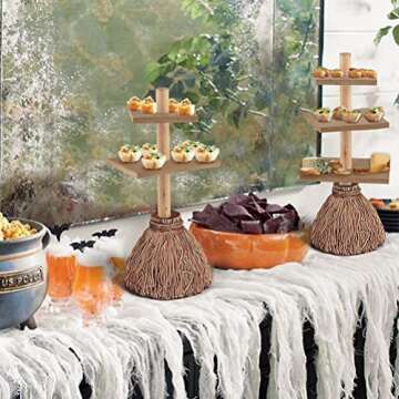 Mrisata Halloween Broom Snack Stand for Fun Parties