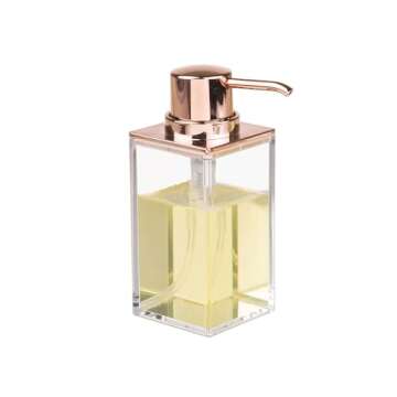 iDesign Soap Dispenser Pump, The Clarity Collection – 10oz, 2.5" x 3.75" x 6.08”, Clear & Rose Gold