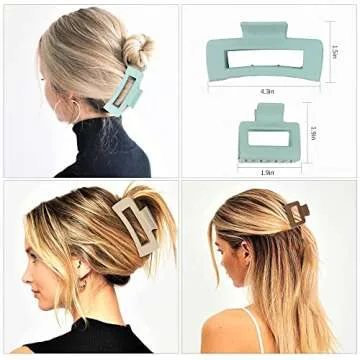 79Style Hair Clips for Women & Girls, 6Pcs Large Medium Square & Banana Claw Clips for Thick Hair, Strong Hold Hair Styling Accessories, Ocean