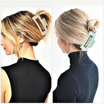 79Style Hair Clips for Women & Girls, 6Pcs Large Medium Square & Banana Claw Clips for Thick Hair, Strong Hold Hair Styling Accessories, Ocean