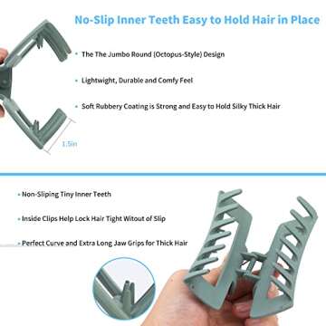 79Style Hair Clips for Women & Girls, 6Pcs Large Medium Square & Banana Claw Clips for Thick Hair, Strong Hold Hair Styling Accessories, Ocean