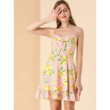 Stylish Allegra K Lemon Polka Dots Dress for Summer Fun