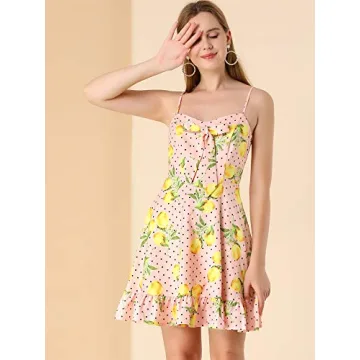 Stylish Allegra K Lemon Polka Dots Dress for Summer Fun