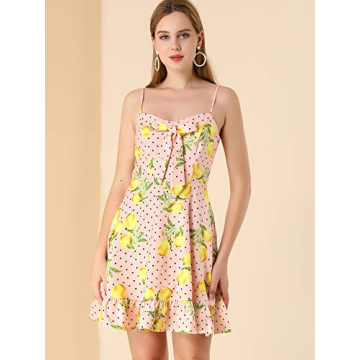 Stylish Allegra K Lemon Polka Dots Dress for Summer Fun