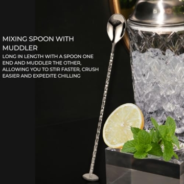 Luxury Silver Cocktail Shaker Set - Elegant 5 Piece Bar Tool Set