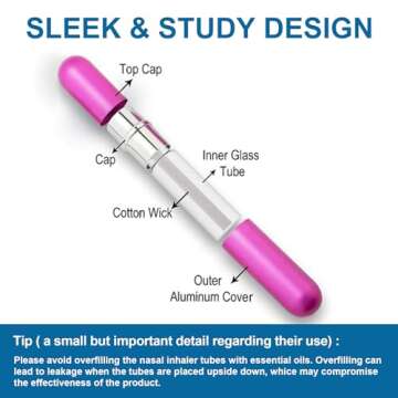 Aromatherapy Nasal Inhaler tubes for Essential Oils, Portable Reusable Blank Aluminum Nasal Inhalers...