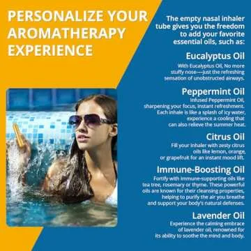 Aromatherapy Nasal Inhaler tubes for Essential Oils, Portable Reusable Blank Aluminum Nasal Inhalers with 2 Mini droppers 24 Cotton Wicks and 24 Writable Stickers, 6 Pack