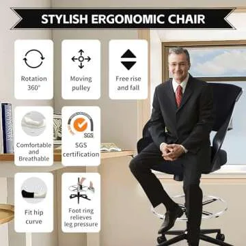 Comfortable Ergonomic Drafting Chair with Lumbar Support