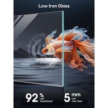 PONDON 5 Gallon Fish Tank, Low Iron Rimless Glass Aquarium Starter Kits with Backpack Partitioned Filtration, No Installation Required Betta Fish Tank with Leveling Mat for Beginners and Enthusiasts