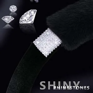Achiou Rhinestone Fluffy Steering Wheel Cover - Comfortable Non-Slip Luxury Faux Wool, Universal Fit for 14.5" to 15" Steering Wheels