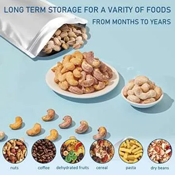 100pcs Mylar Bags 1 QUART - Thick 9.4 Mil - 7"x10" Airtight Vacuum Sealing Sealable Mylar Bags for Long Term Food Storage, Odor Free Heat Resistant - Light and Moisture Proof Fresh Saver Packs