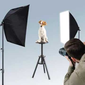 Aqirui Softbox Lighting Kit Photography Studio Light with 2 x 85W 5500K E27 Bulbs 2 x 20"x 28" Refle...