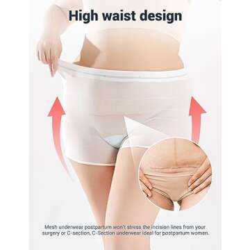 Mesh Postpartum Underwear 3 Pack High Waist Reusable Post Bay C-Section Recovery Maternity Panties for Women Washable Mesh Panties (XL)