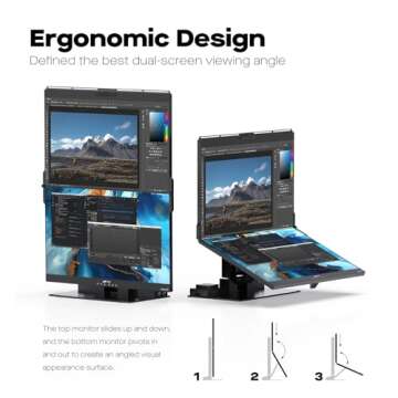 Mobile Pixels Geminos T (2 x 24 inch) Dual Stacked Touchscreen with All-inclusive Workstation, 65W U...