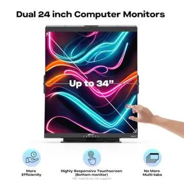 Mobile Pixels Geminos T (2 x 24 inch) Dual Stacked Touchscreen with All-inclusive Workstation, 65W USB-C Charging Computer Monitor, 1080P Webcam&Speakers, USB-A/USB-C/HDMI, Ergo Design (2 Monitors)