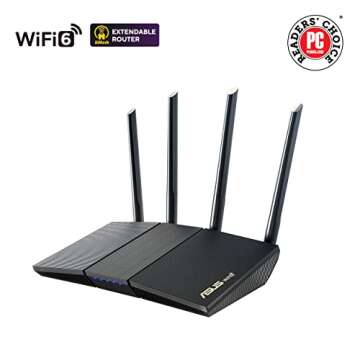 ASUS RT-AX1800S Dual Band WiFi 6 Extendable Router, Subscription-Free Network Security, Parental Con...