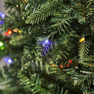 Evergreen Classics 7.5 ft Pre-Lit Vermont Spruce Quick Set Artificial Christmas Tree, Remote-Controlled Color-Changing LED Lights