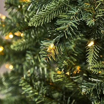 Evergreen Classics 7.5 ft Pre-Lit Vermont Spruce Quick Set Artificial Christmas Tree, Remote-Controlled Color-Changing LED Lights