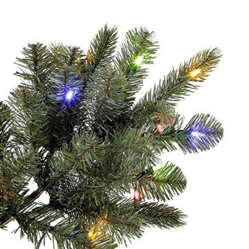 Evergreen Classics 7.5 ft Pre-Lit Vermont Spruce Quick Set Artificial Christmas Tree, Remote-Controlled Color-Changing LED Lights