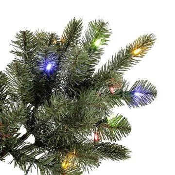 Evergreen Classics 7.5 ft Pre-Lit Vermont Spruce Quick Set Artificial Christmas Tree, Remote-Controlled Color-Changing LED Lights