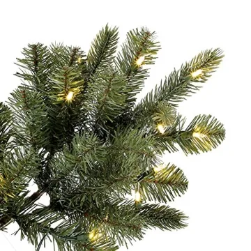 Evergreen Classics 7.5 ft Pre-Lit Vermont Spruce Quick Set Artificial Christmas Tree, Remote-Controlled Color-Changing LED Lights