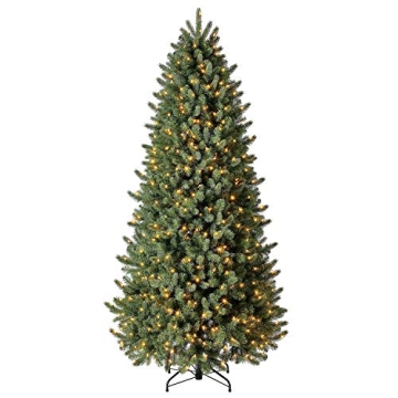 Evergreen Classics 7.5 ft Pre-Lit Vermont Spruce Quick Set Artificial Christmas Tree, Remote-Controlled Color-Changing LED Lights