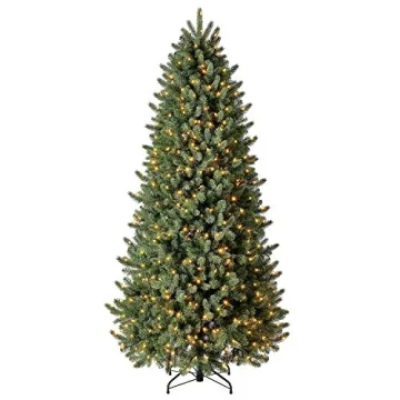 Evergreen Classics 7.5 ft Pre-Lit Vermont Spruce Quick Set Artificial Christmas Tree, Remote-Controlled Color-Changing LED Lights