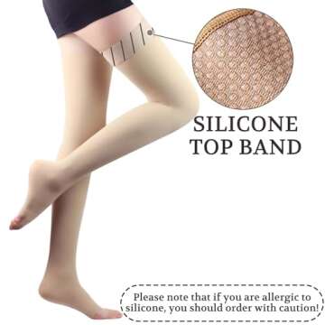 Lin Performance 15-20 mmHg Medical Compression Stockings for Women and Men Thigh High Dot-Top Open T...