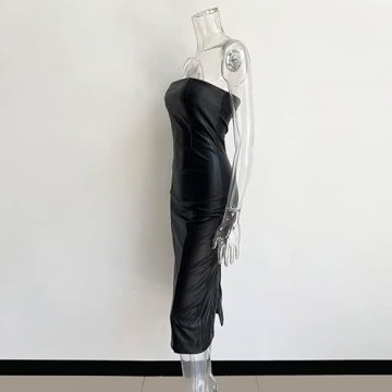 XLLAIS Sexy Strapless Tube Midi Dress for Elegant Outings