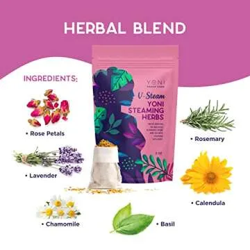 Collapsible Steam Seat with All Natural Yoni Herbs, Sitz Bath Seat - Soothes Hemorrhoids, Supports Ph Balance, Postpartum Care, Cleanse Vaginal Odor & Menstrual Cramps - Feminine Toilet Product