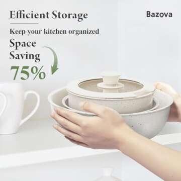 BAZOVA 11 Piece Non Stick Ceramic Cookware Set with Handles