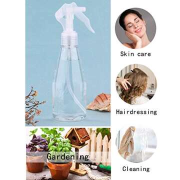 dedoot Clear Spray Bottle for Hair, Plant Mister Spray Bottle, 2 Pack Empty Small 7oz Plastic Refillable Trigger Sprayer, Leak Proof Spray Bottles for Cleaning Solutions, Hair Care, Essential Oils