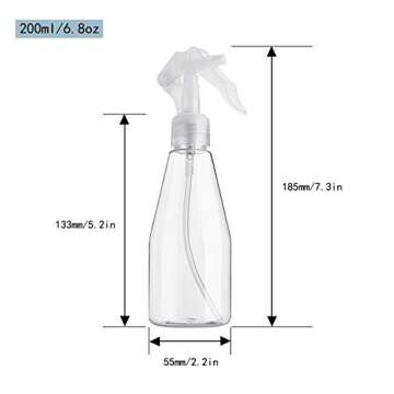 dedoot Clear Spray Bottle for Hair, Plant Mister Spray Bottle, 2 Pack Empty Small 7oz Plastic Refillable Trigger Sprayer, Leak Proof Spray Bottles for Cleaning Solutions, Hair Care, Essential Oils